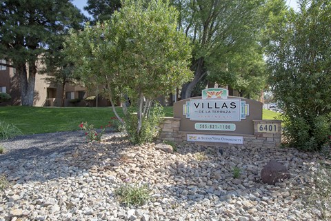 Signage at Villas de la Terraza Apartments in Albuquerque NM October 2020